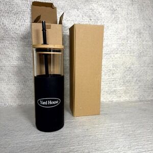 Set of Two Yard House Glass Drinking Cups with Straw NEW